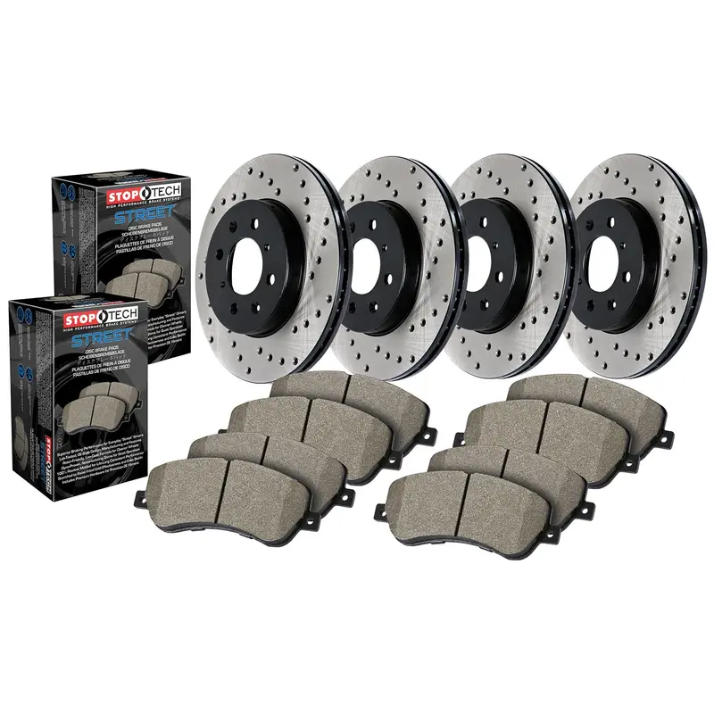 Stoptech Street Axle Pack – Drilled Front And Rear Brake Kit (Model 936.33079) 1