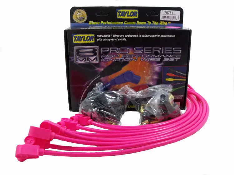 Taylor Cable 74763 Spiro-Pro 8Mm Ignition Wire Set – Custom-Fit, Hot Pink Finish 1